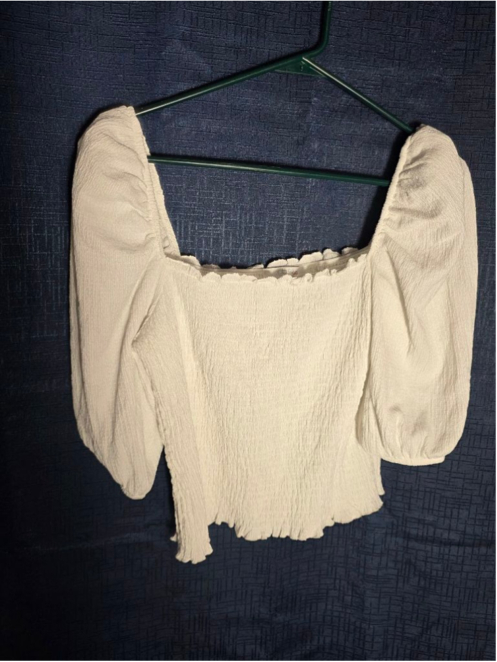 Women's gb fashion LONDON White Smocked Square Neck Top M eurosummer cottagecore